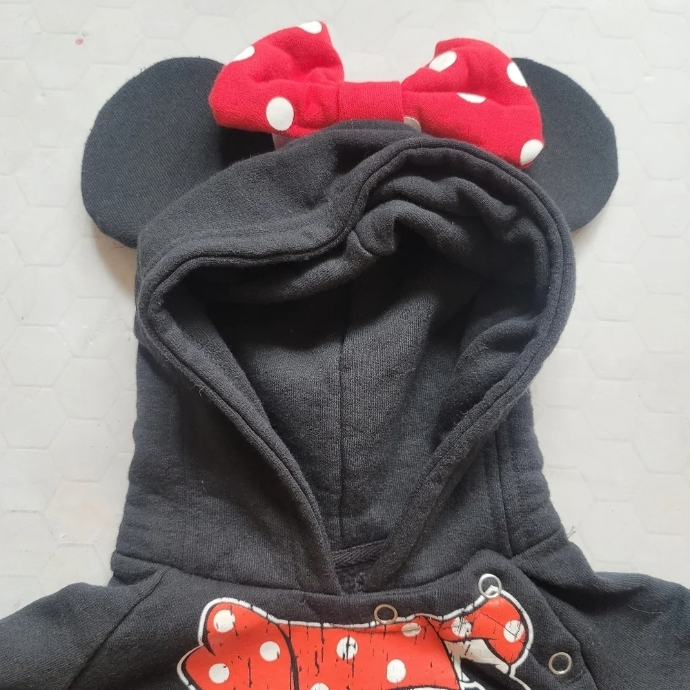 Disney Parks 18-24 Months Minnie Mouse Girls Sweatshirt 3D Bow Red Bodysuit WDW